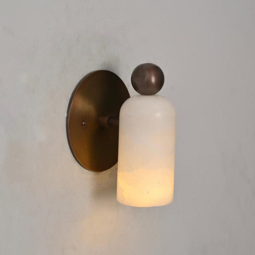 Brass Alabaster Wall Sconce – Mid-Century Modern Lighting