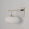 Mid Century Brass Wall Sconce – Milky Glass Globe, Horizontal Rod Lighting