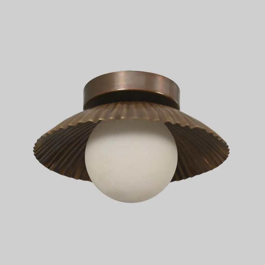 Mid Century Modern Brass Flush Mount Ceiling Light – Globe Pendant