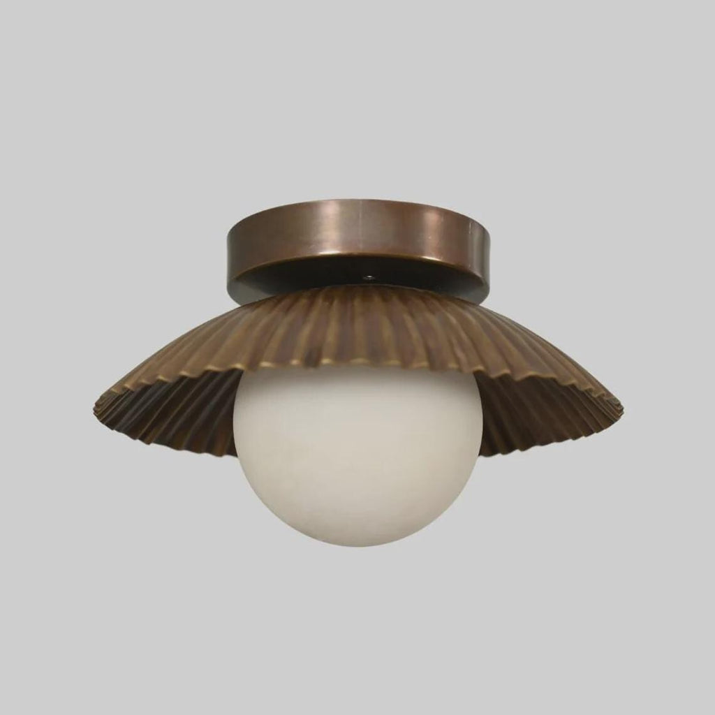 Mid Century Modern Brass Flush Mount Ceiling Light – Globe Pendant