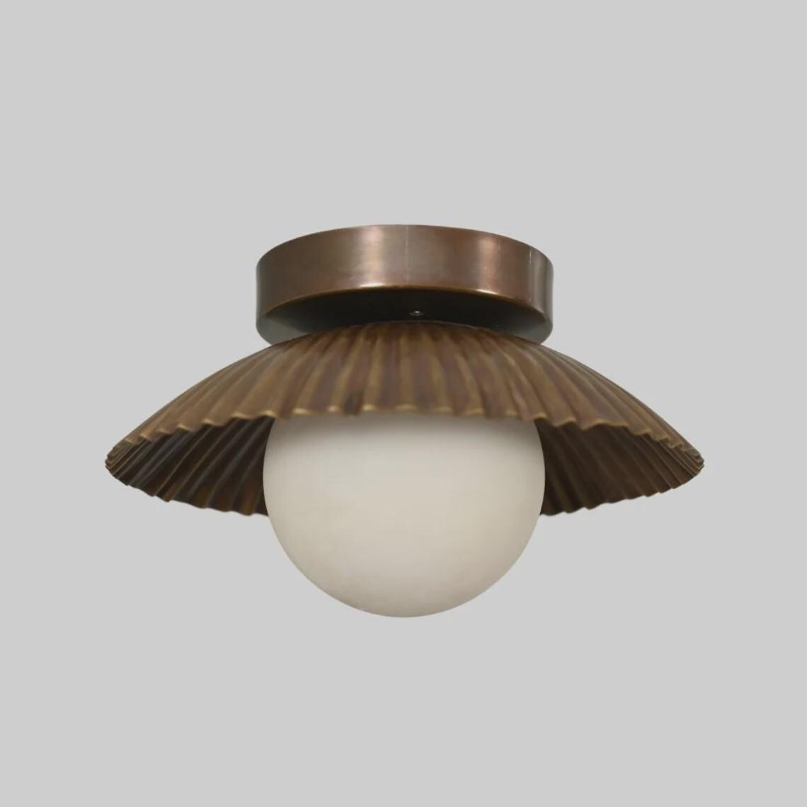 Mid Century Modern Brass Flush Mount Ceiling Light – Globe Pendant