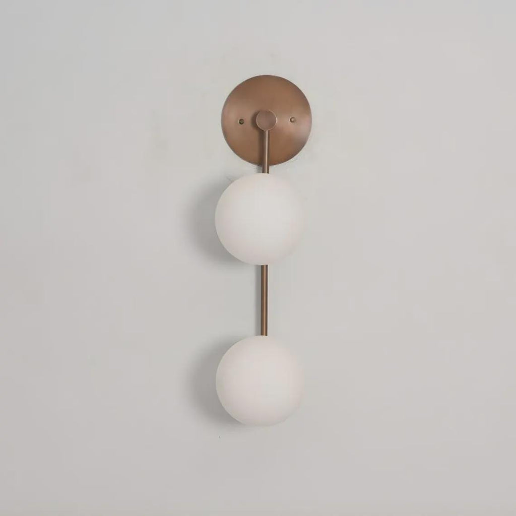 Modern Double Brass Glass Globe Linear Shade Wall Sconce Raw Brass Finish Bedroom Light