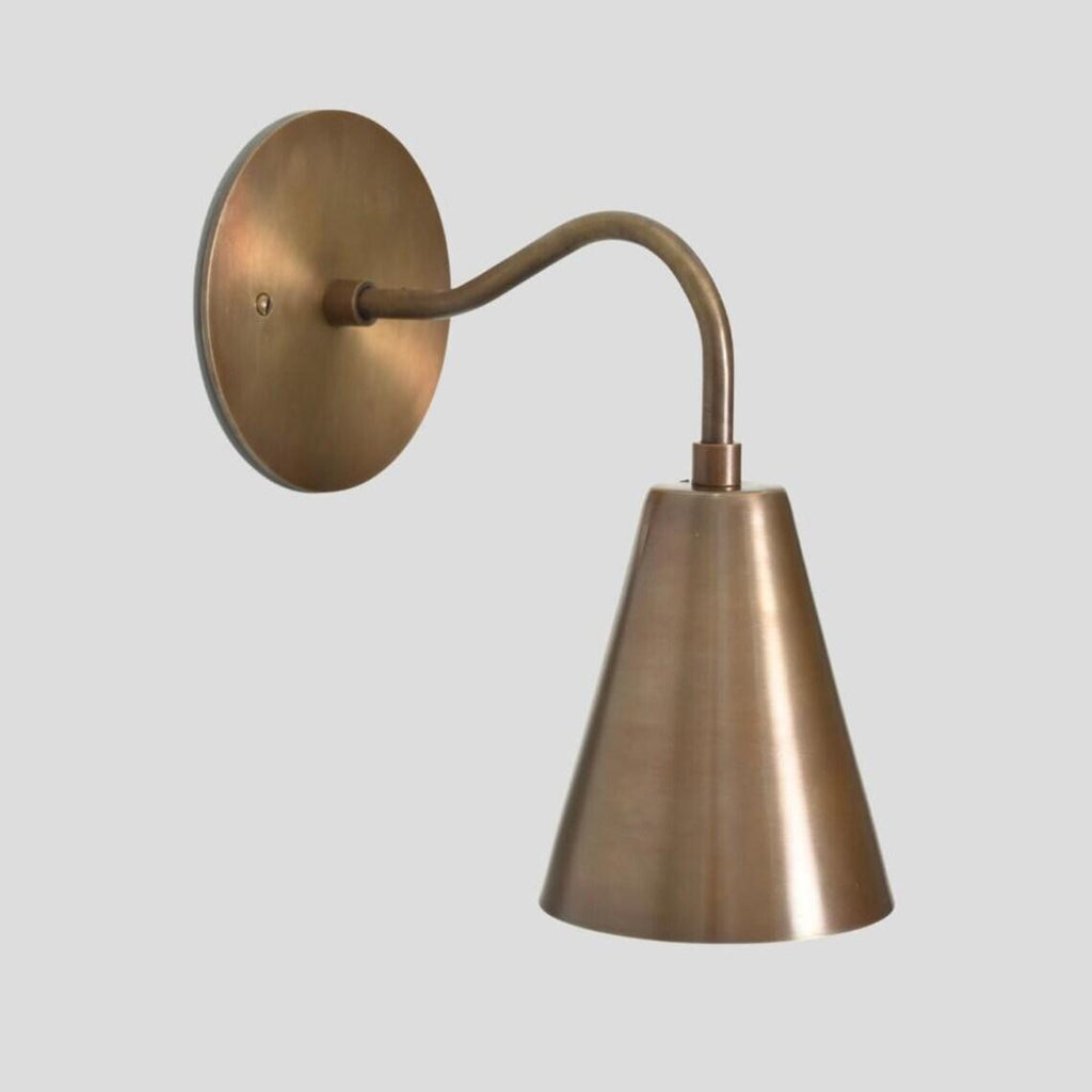 Mid Century Modern Brass Curved Shade Wall Lamp