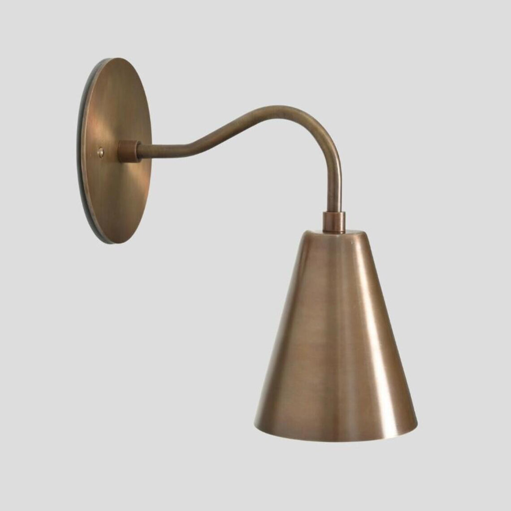 Mid Century Modern Brass Curved Shade Wall Lamp
