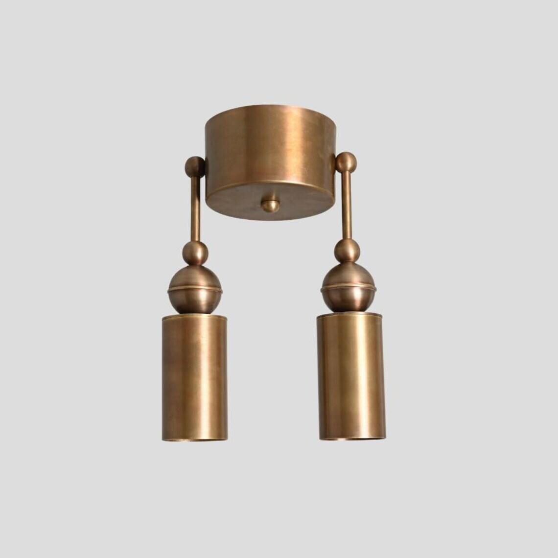 Double Ceiling Light Brass Wall Sconce Pendant 1950s Modern Wall Lamp Fixture