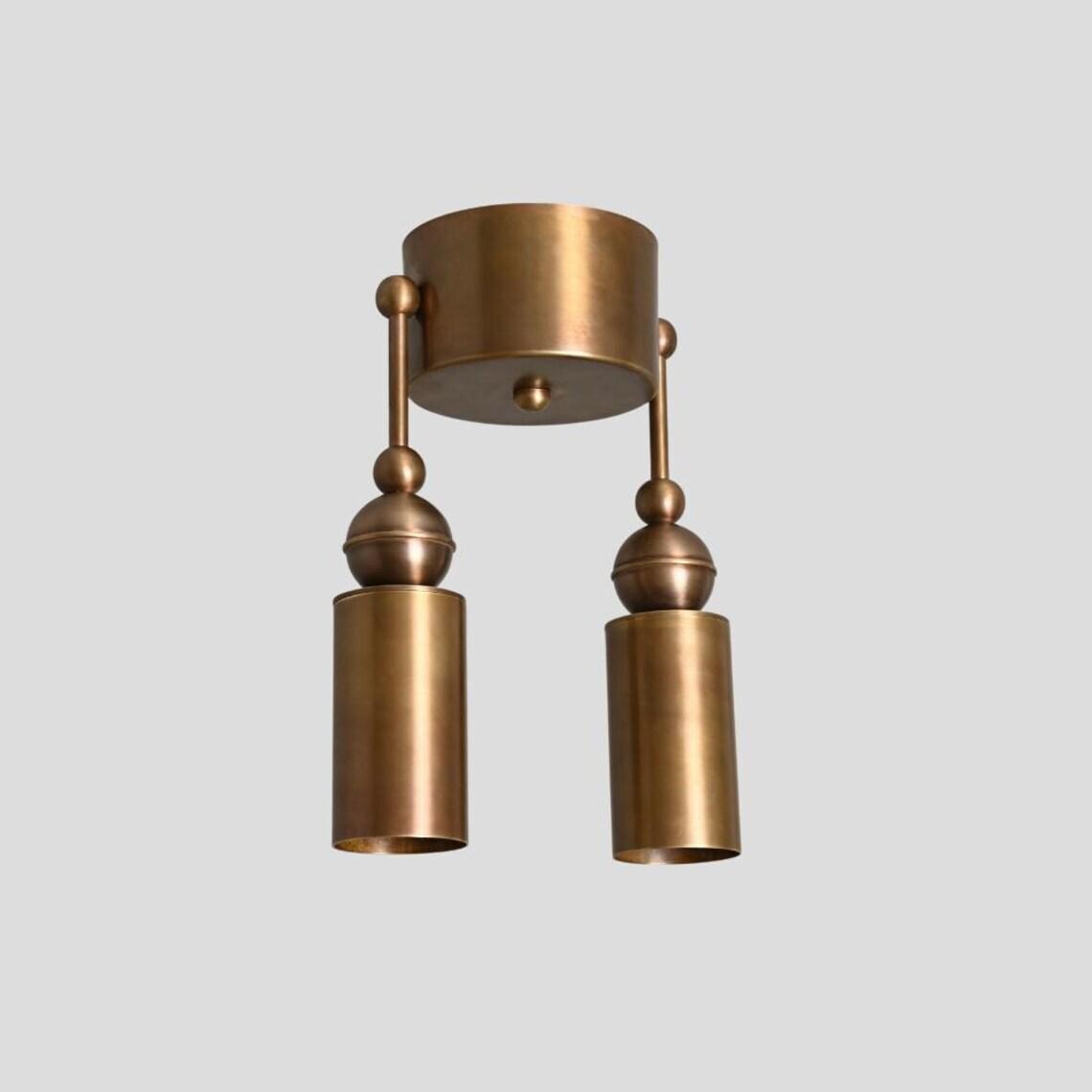 Double Ceiling Light Brass Wall Sconce Pendant 1950s Modern Wall Lamp Fixture