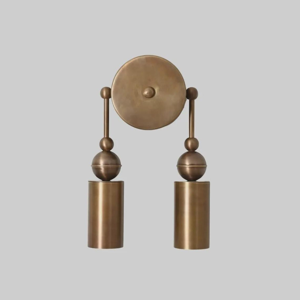 Brass Double Wall Sconce: Mid-Century Modern Lighting