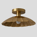 Mid-Century Brass Flush Mount : Petal Shade Chandelier