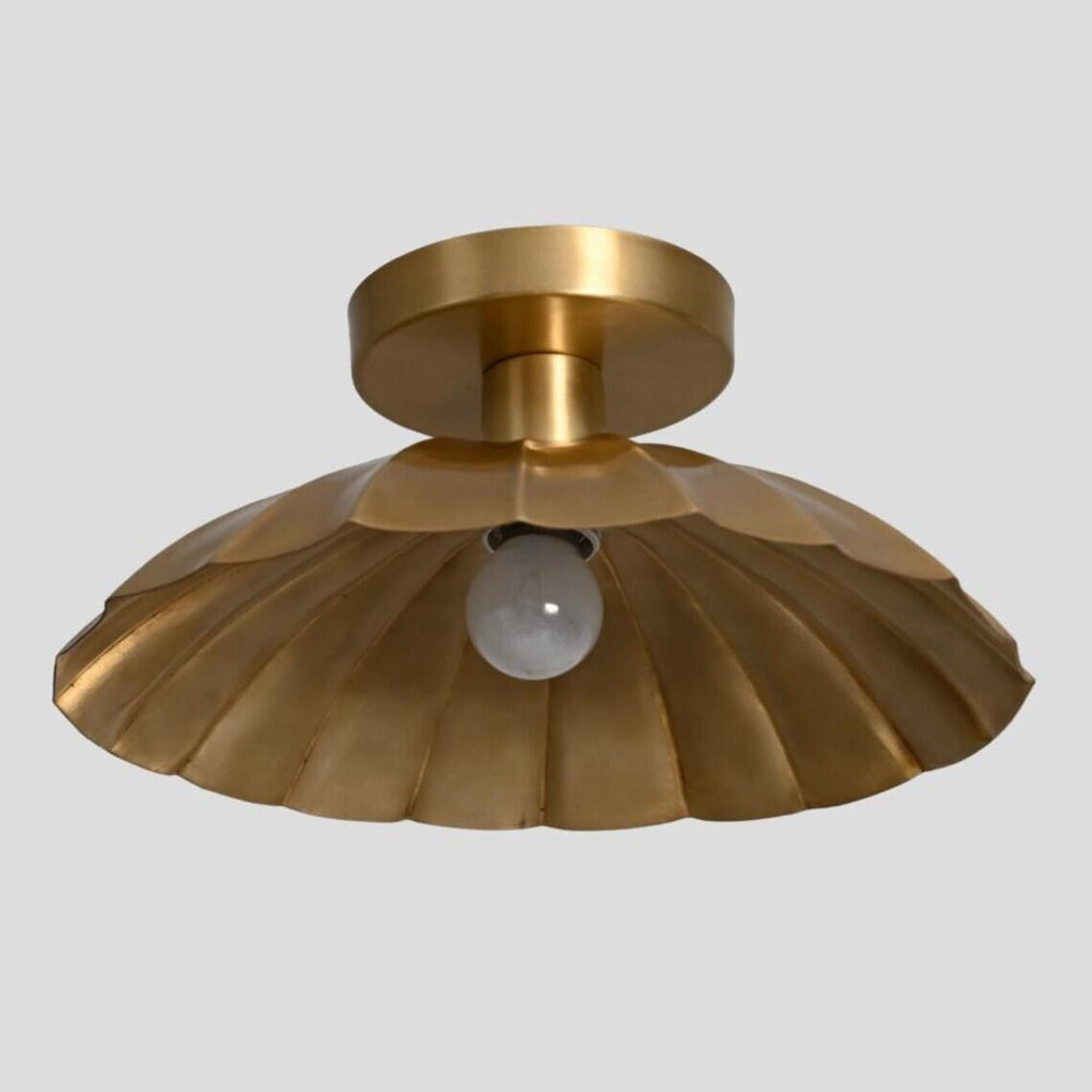 Mid-Century Brass Flush Mount : Petal Shade Chandelier