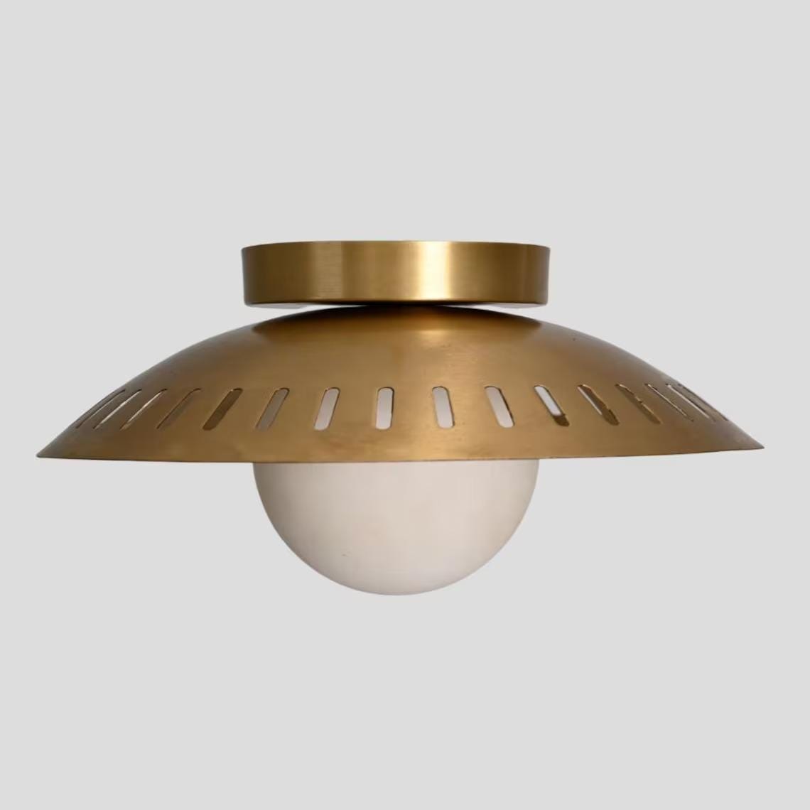 Modern Flush Mount Globe : Perforated Brass Shade