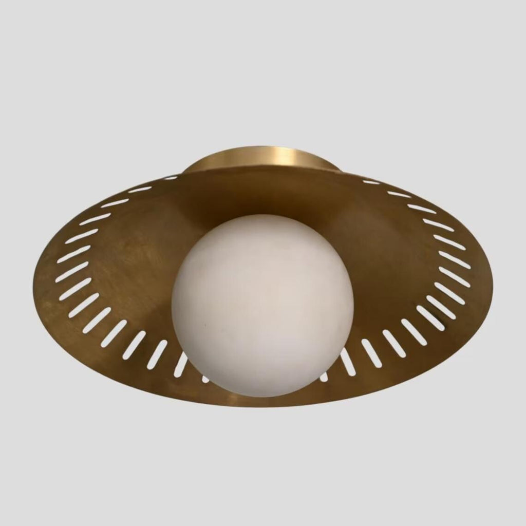 Modern Flush Mount Globe : Perforated Brass Shade