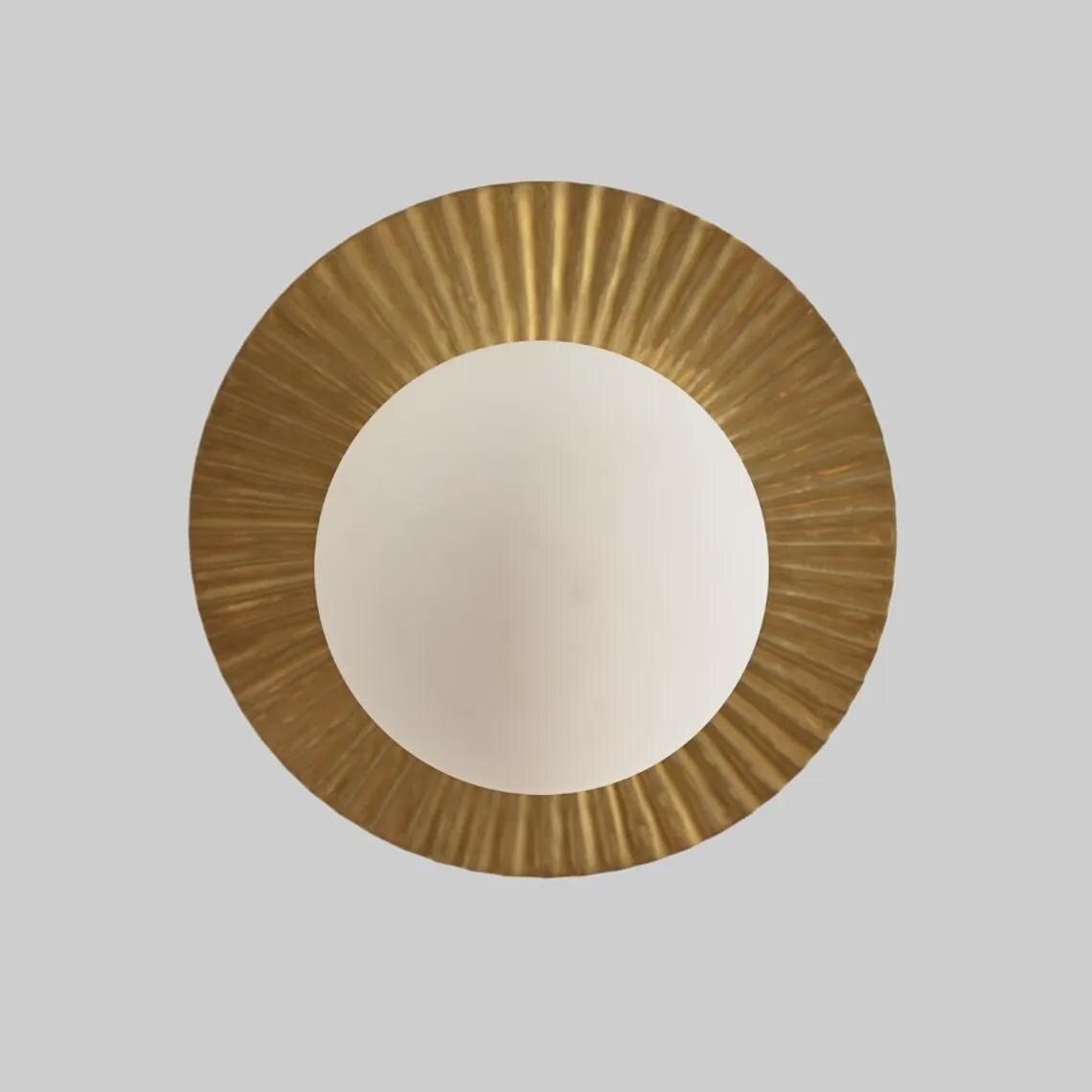 Glass Globe Flush Mount Ceiling Light Raw Brass Mid Century Lamp