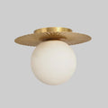 Glass Globe Flush Mount Ceiling Light Raw Brass Mid Century Lamp