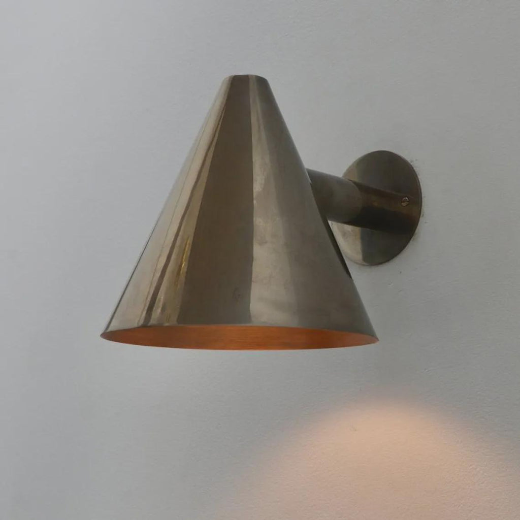 Mid Century Modern Brass Wall Sconce – Cone Shade Light