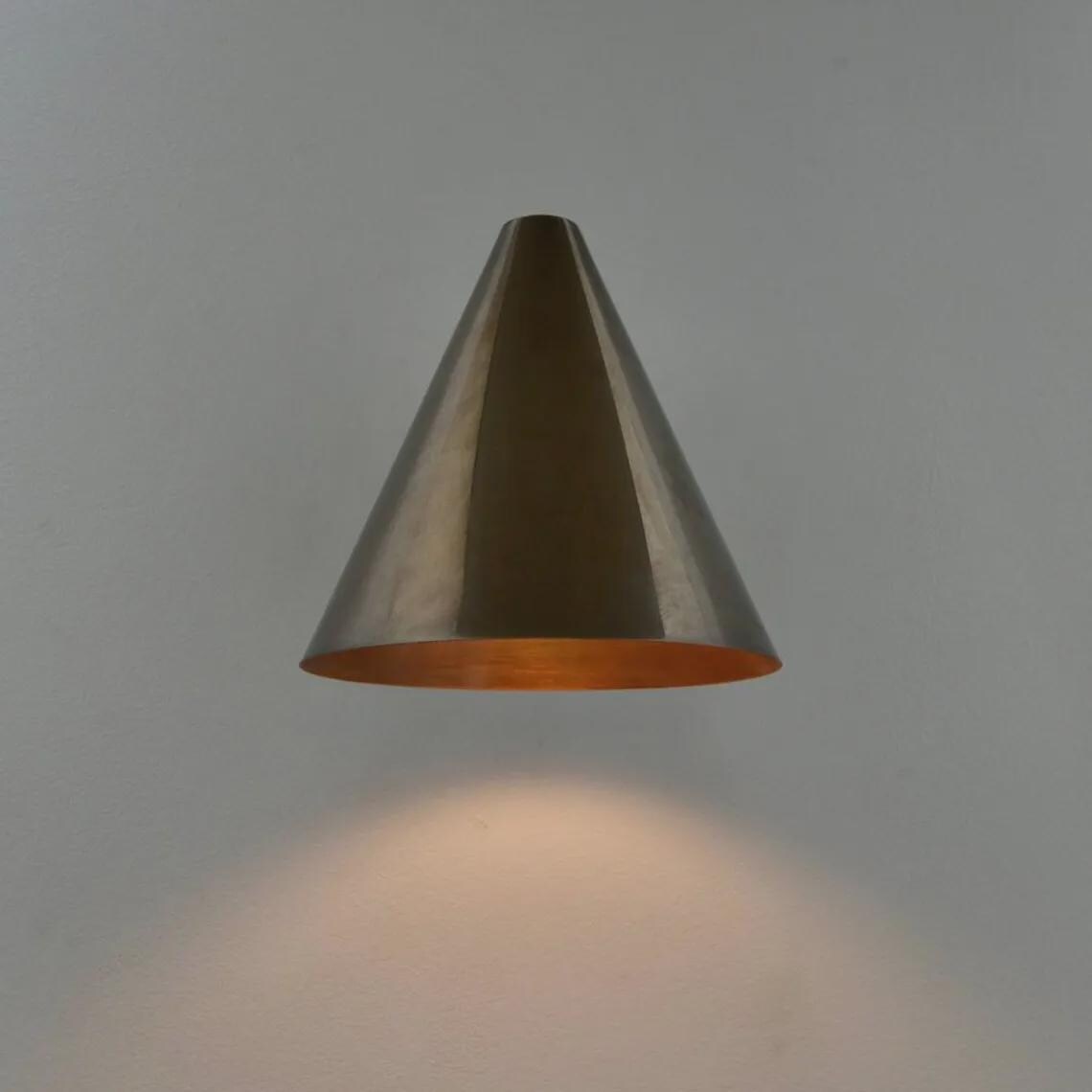 Mid Century Modern Brass Wall Sconce – Cone Shade Light