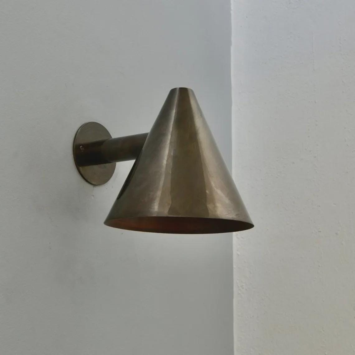 Mid Century Modern Brass Wall Sconce – Cone Shade Light