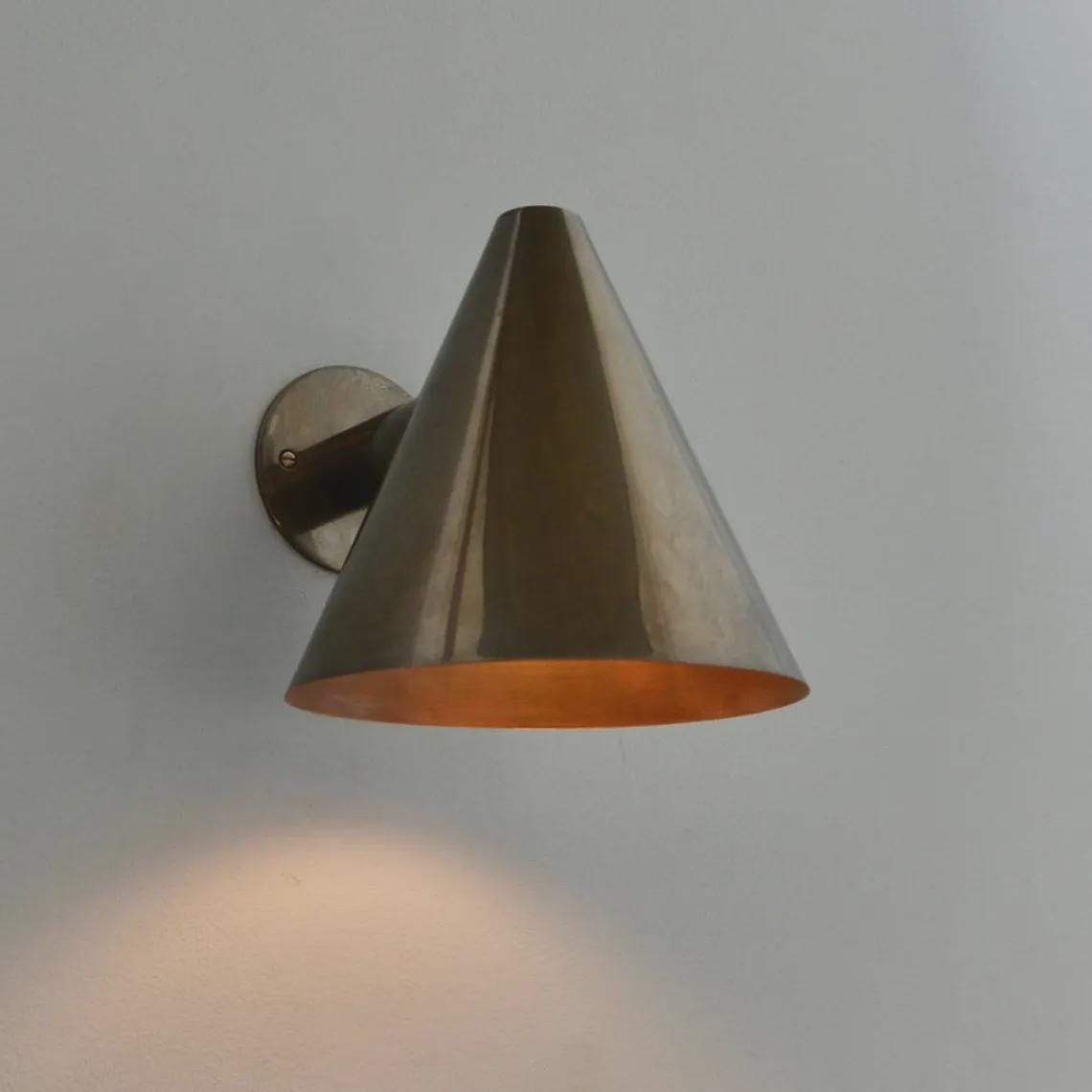 Mid Century Modern Brass Wall Sconce – Cone Shade Light