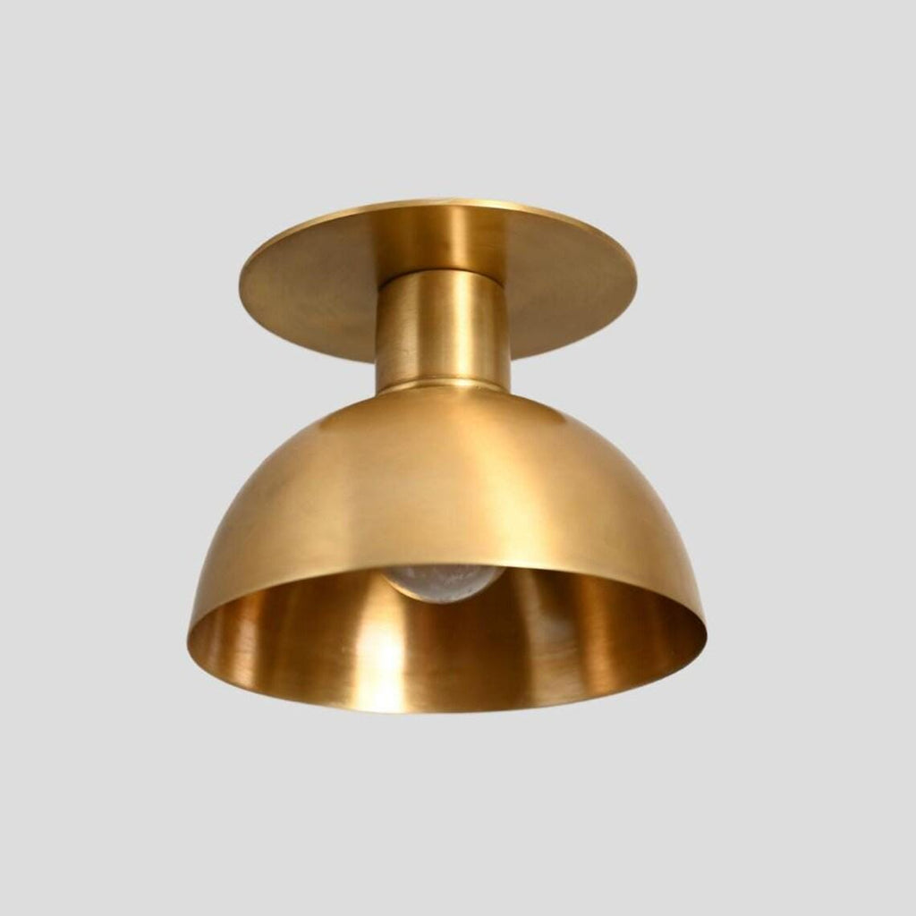 Handcrafted Raw Brass Flush Mount Ceiling Light - Mid Century Modern