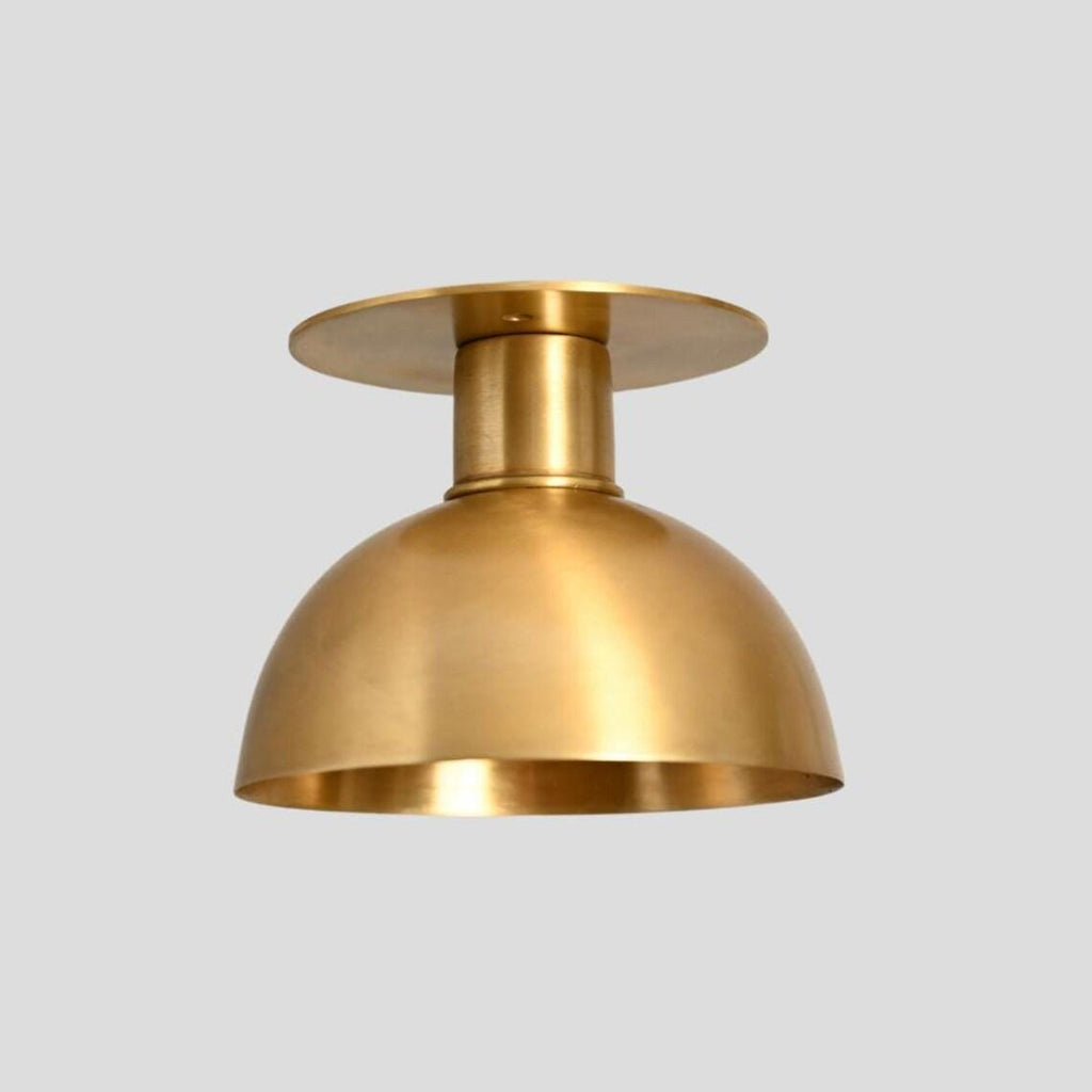 Handcrafted Raw Brass Flush Mount Ceiling Light - Mid Century Modern