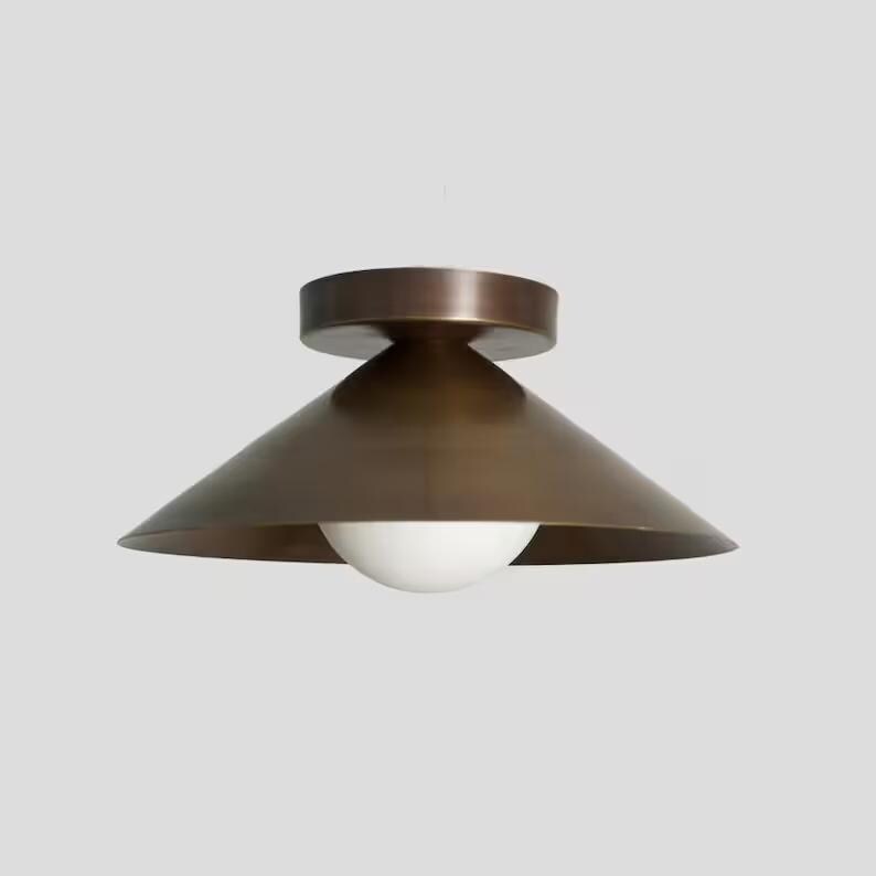 Mid-Century Modern Brass Globe Ceiling Light, Retro Flush Mount