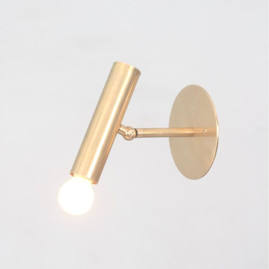 Mid Century Italian Brass Cylinder Wall Sconce - Minimalist Lighting