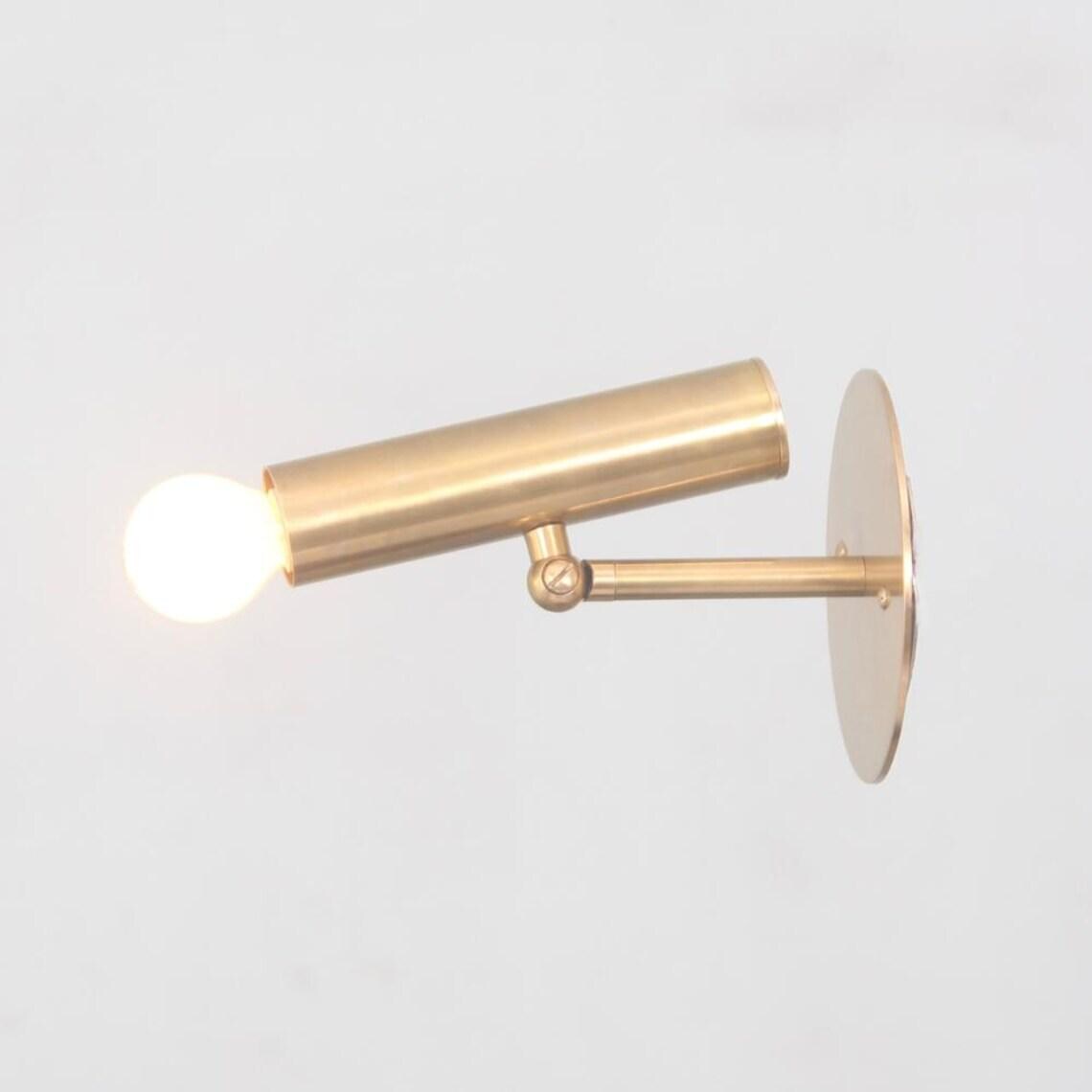 Mid Century Italian Brass Cylinder Wall Sconce - Minimalist Lighting