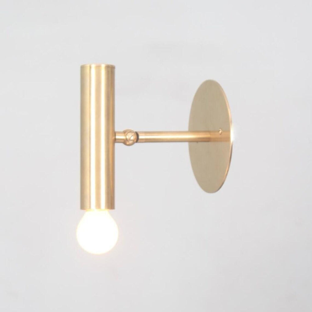 Mid Century Italian Brass Cylinder Wall Sconce - Minimalist Lighting