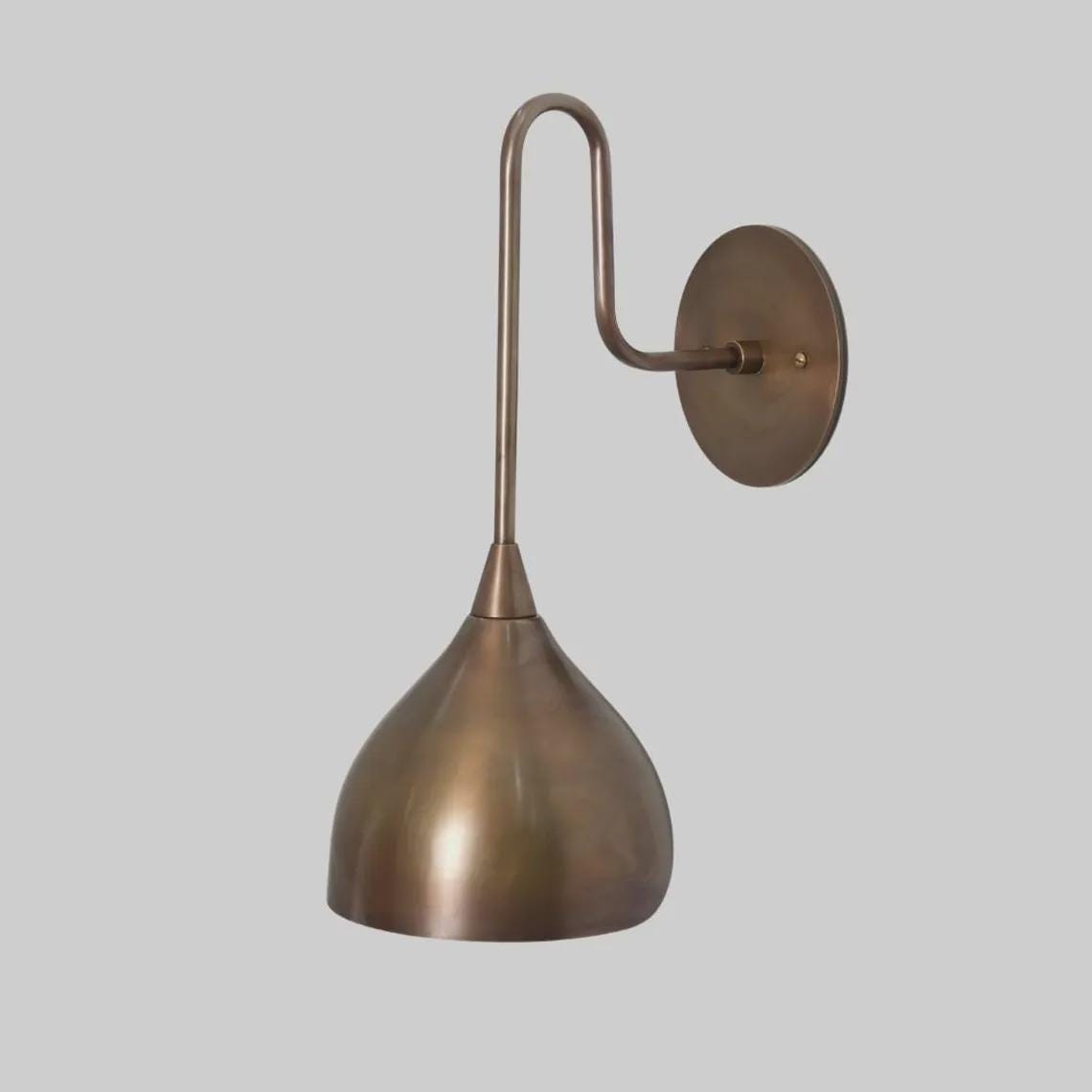 Mid Century Modern Brass Wall Sconce – Dome Shade Light Fixture