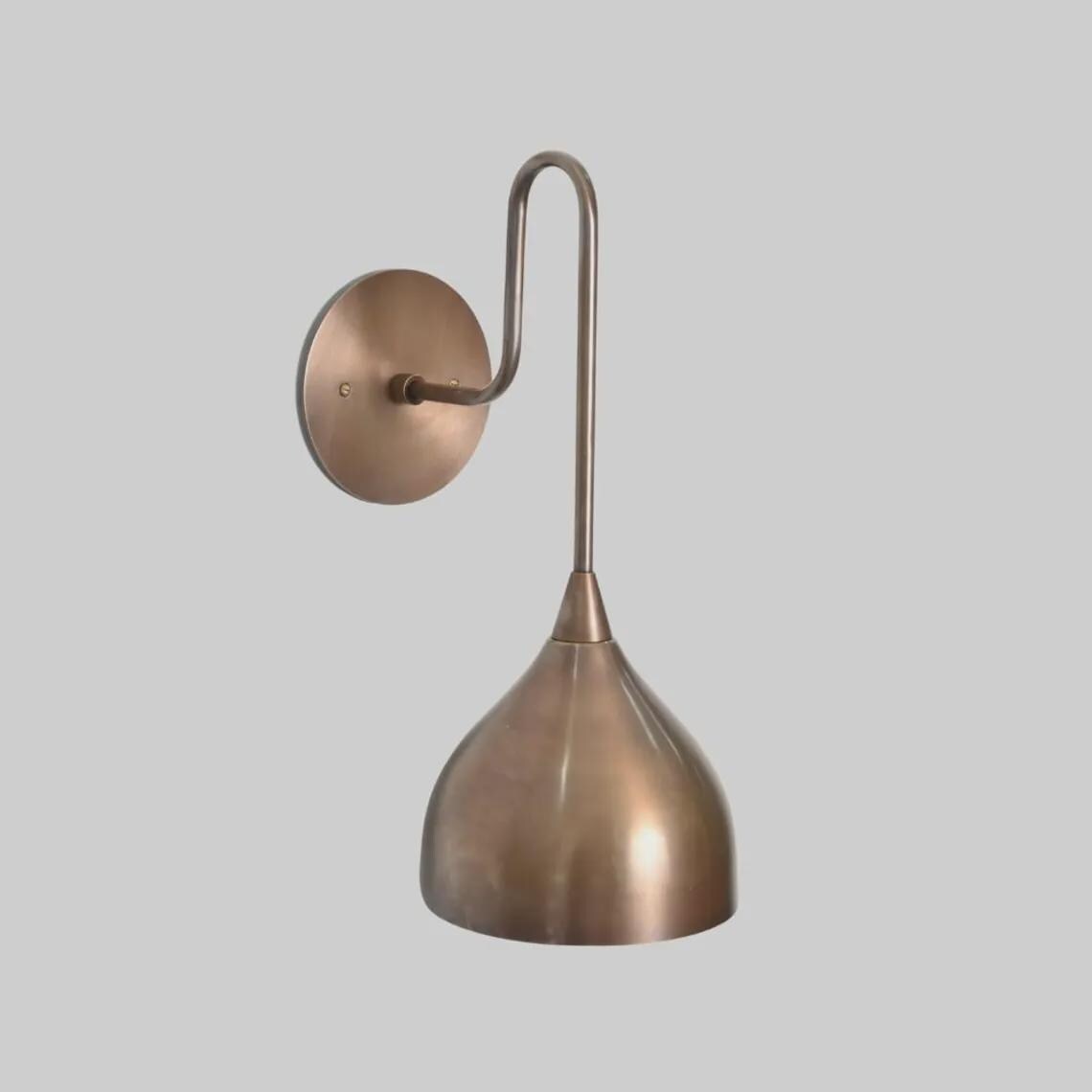 Mid Century Modern Brass Wall Sconce – Dome Shade Light Fixture