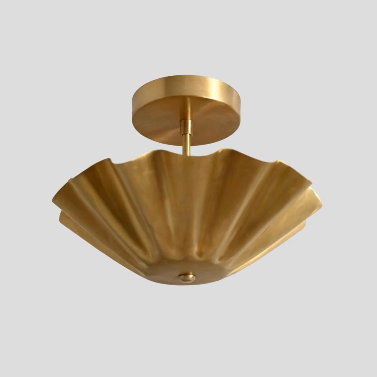 Mid Century Modern Brass Semi Flush Mount Ceiling Light