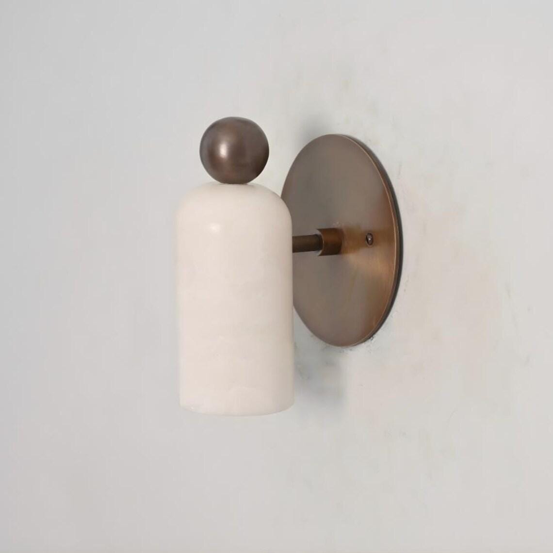 Brass Alabaster Wall Sconce – Mid-Century Modern Lighting