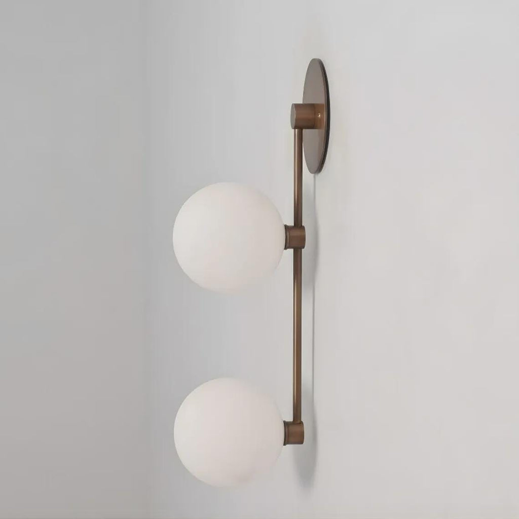 Modern Double Brass Glass Globe Linear Shade Wall Sconce Raw Brass Finish Bedroom Light