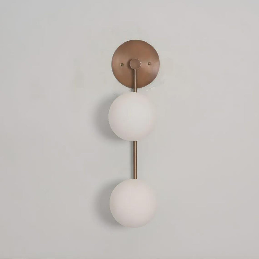 Modern Double Brass Glass Globe Linear Shade Wall Sconce Raw Brass Finish Bedroom Light