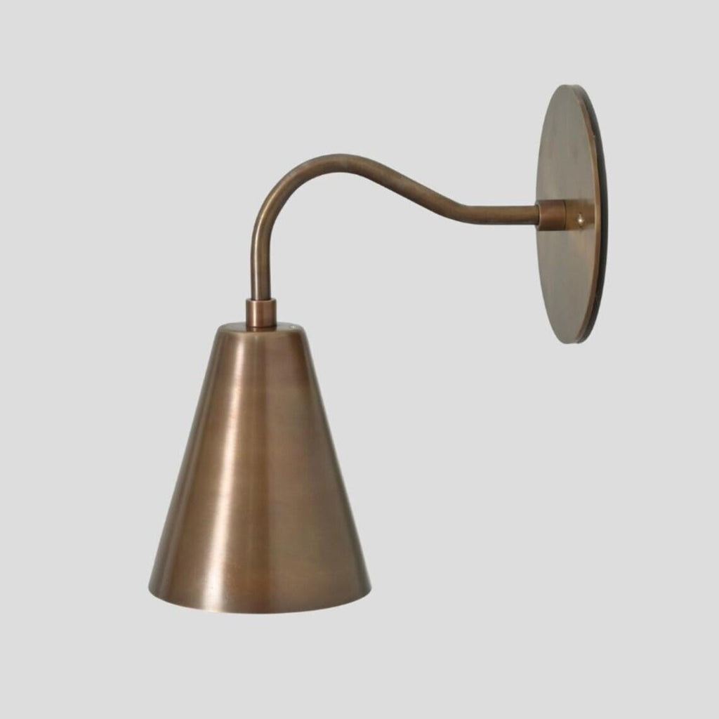 Mid Century Modern Brass Curved Shade Wall Lamp