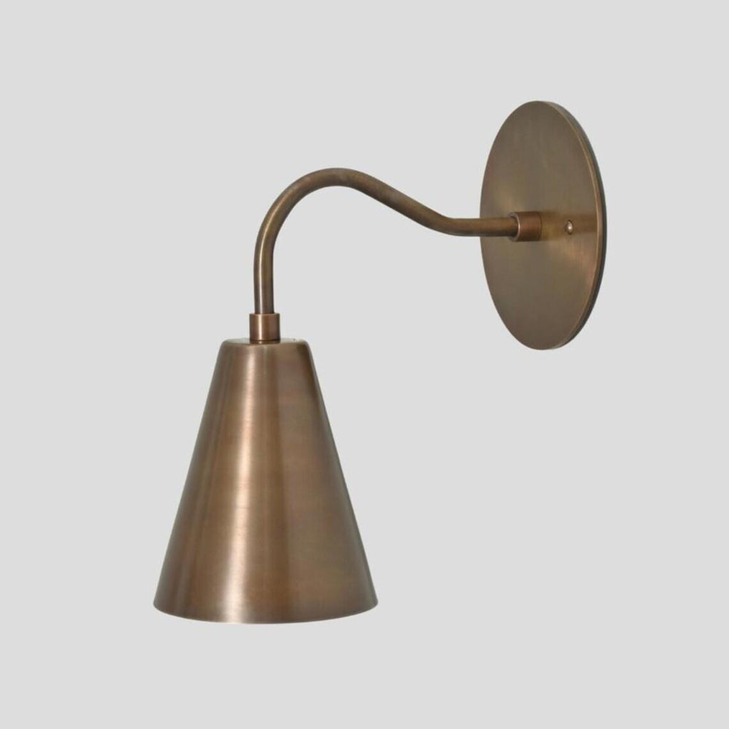 Mid Century Modern Brass Curved Shade Wall Lamp