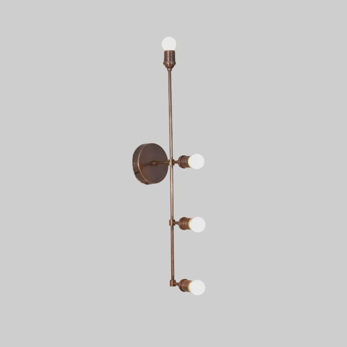 4-Light Brass Wall Sconce: Mid-Century Modern Italian Hallway Light