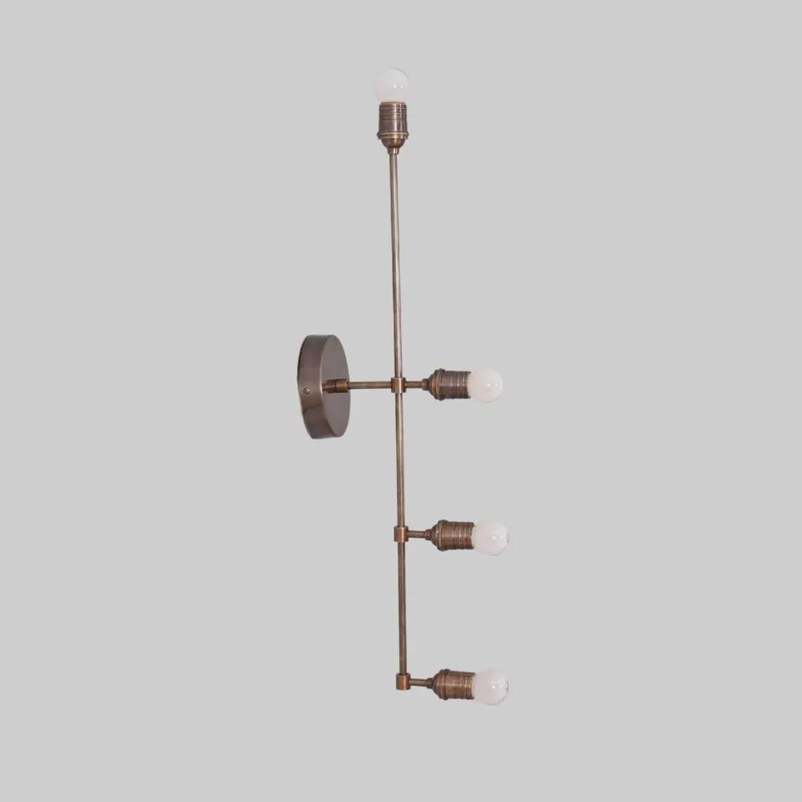 4-Light Brass Wall Sconce: Mid-Century Modern Italian Hallway Light