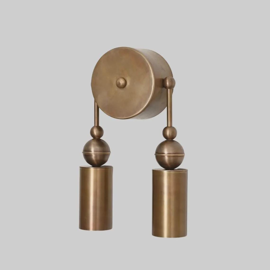 Brass Double Wall Sconce: Mid-Century Modern Lighting