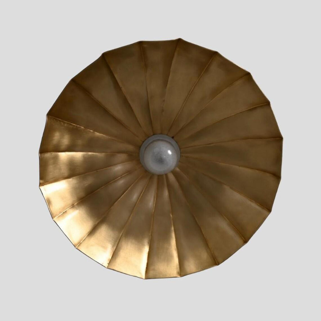 Mid-Century Brass Flush Mount : Petal Shade Chandelier