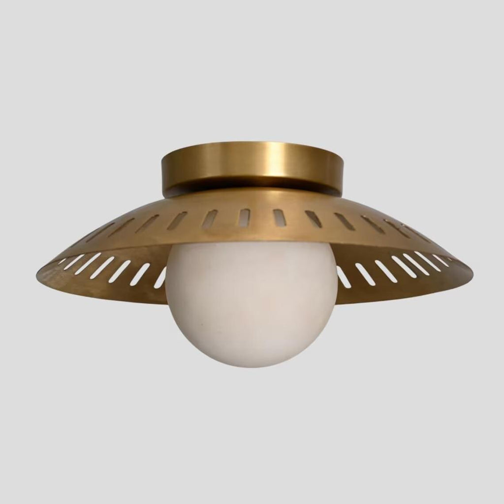 Modern Flush Mount Globe : Perforated Brass Shade