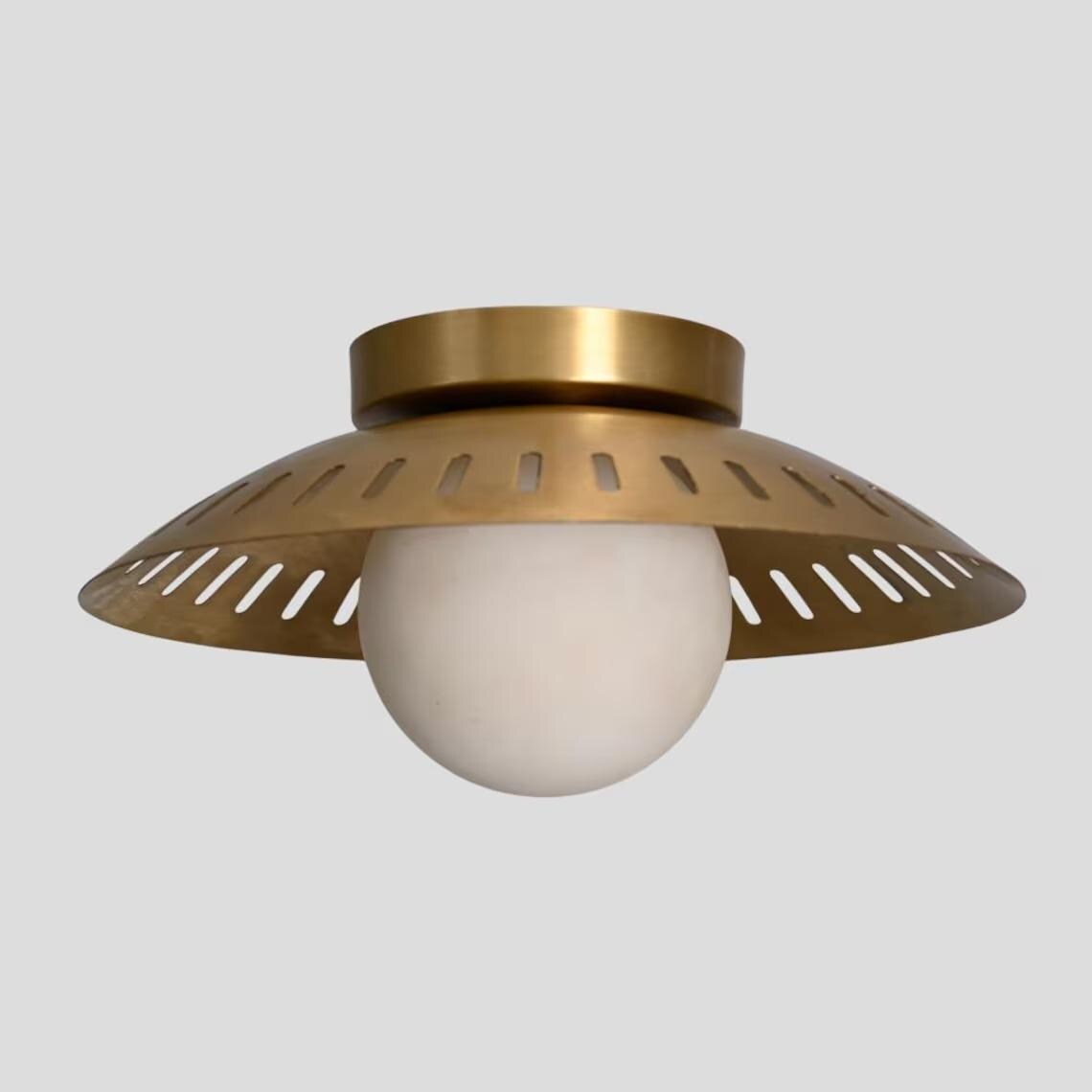 Modern Flush Mount Globe : Perforated Brass Shade