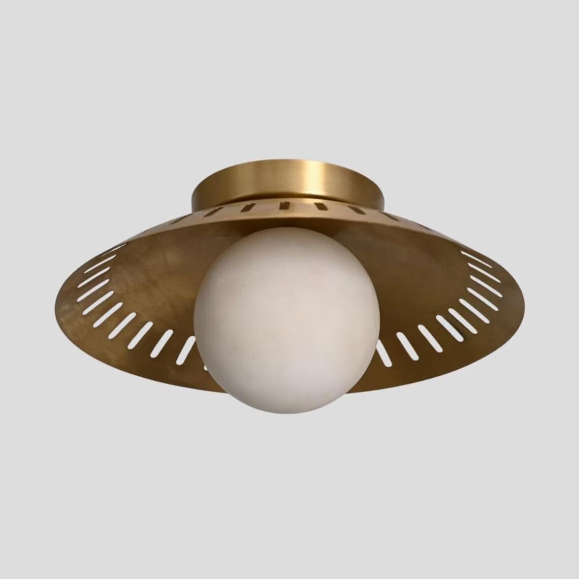 Modern Flush Mount Globe : Perforated Brass Shade
