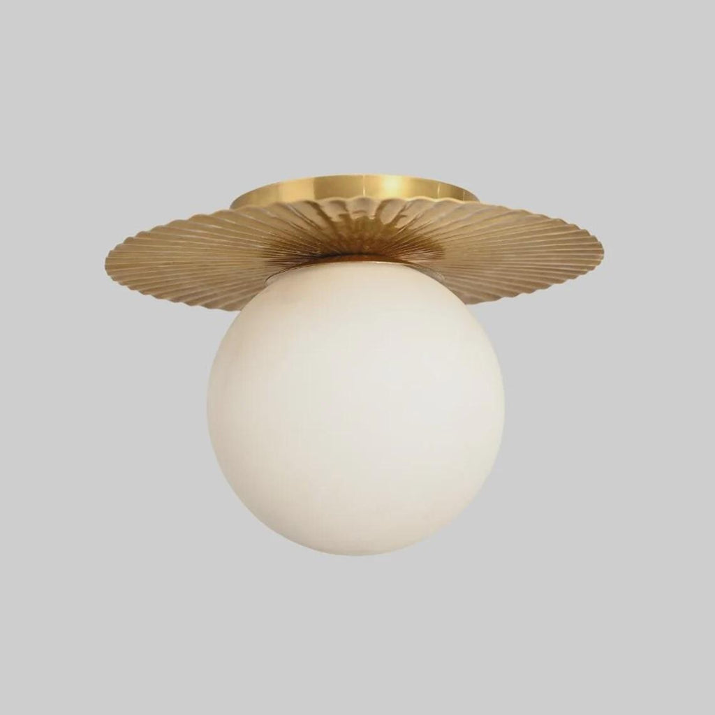 Glass Globe Flush Mount Ceiling Light Raw Brass Mid Century Lamp